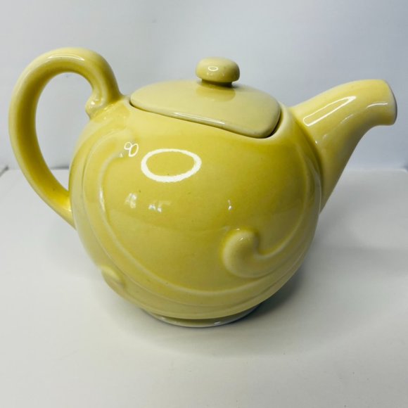 Vintage Coorsite  TeaPot Lid # 902 Pale Yellow 16oz. Glaze Art Deco Shape Swirls - Picture 3 of 13